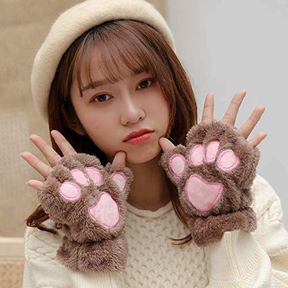 HEATED CAT PAW'S WINTER PLUSH GLOVES