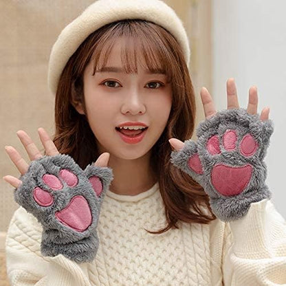 HEATED CAT PAW'S WINTER PLUSH GLOVES