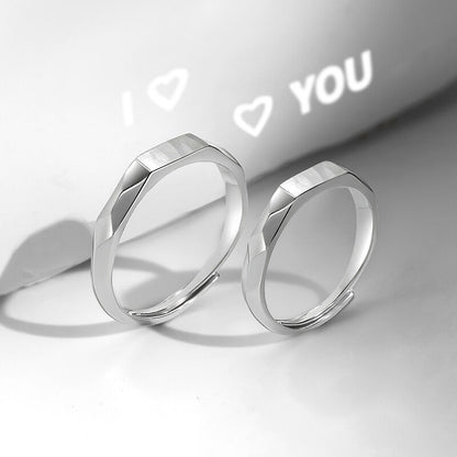 "I Love You" Projection Couple Rings {Silver}