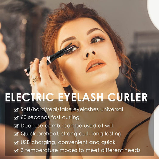 Heated Eyelash Curler Usb Rechargeable Heated Lash Curler With Built-in Comb