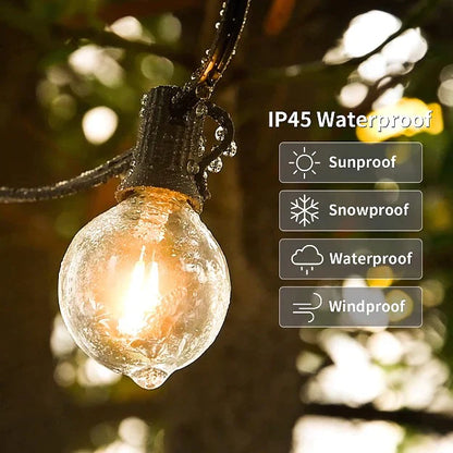 Hanging Outdoor String Lights with Waterproof Bulbs