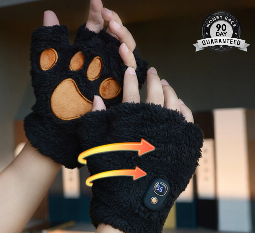 HEATED CAT PAW'S WINTER PLUSH GLOVES